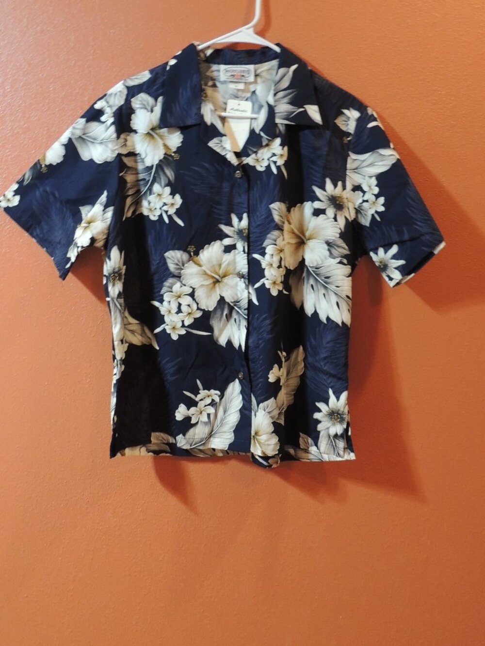 Hawaiian Shirt Pacific Legends NEW Men Medium Blue Tan Floral Button Down Shirt